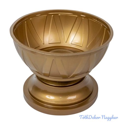 Műanyag talpas tál háromszög mintás D18cm M13cm - Arany