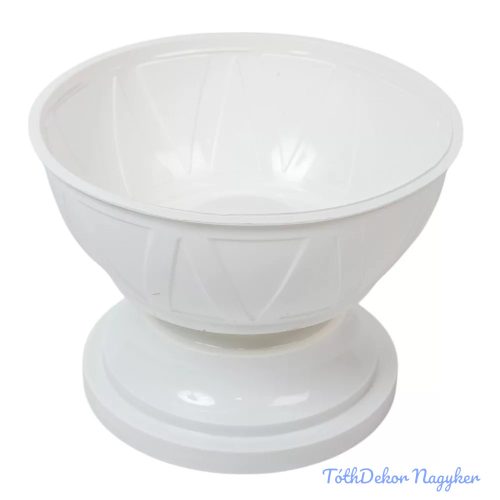 Műanyag talpas tál háromszög mintás D18cm M13cm - Fehér