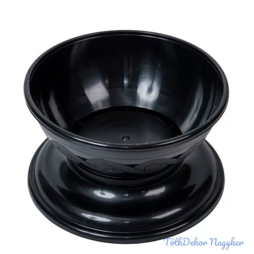 Műanyag kerek talpas tál D18cm M10,5cm - Fekete