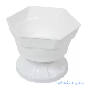 Műanyag szögletes talpas tál D19,5cm M14,5cm - Fehér