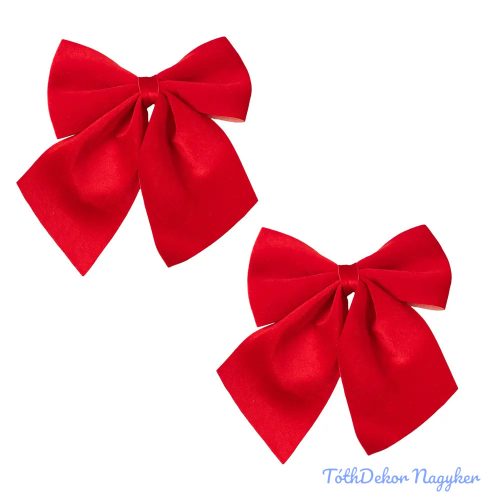 Elegáns bársony masni készlet, 12 x 13cm, 2db. - Piros