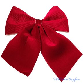 Bordázott bársony masni, 28 x 34cm - Piros