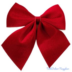 Bordázott bársony masni, 20 x 24cm - Piros