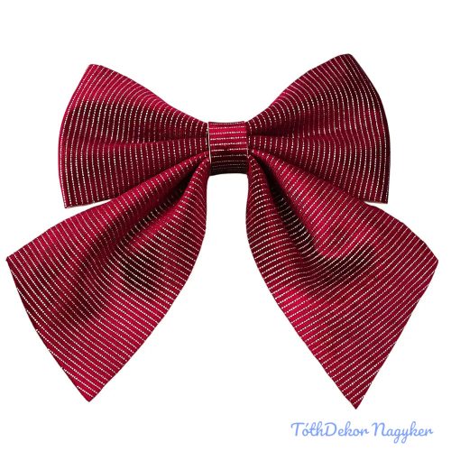 Csíkos bársony masni, 20 x 24cm - Bordó