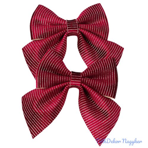 Csíkos bársony masni, 12 x 13cm, 2db. - Bordó