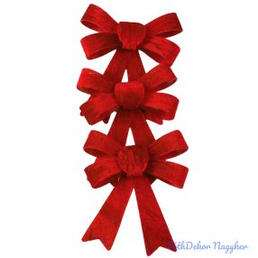 Bársony masni készlet, 9 x 10cm, 3db. - Világos bordó