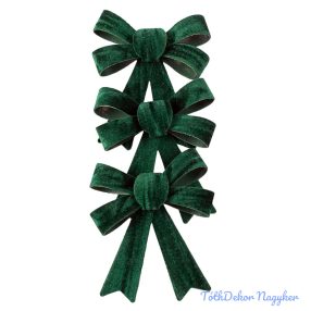 Bársony masni készlet, 9 x 10cm, 3db. - Sötétzöld