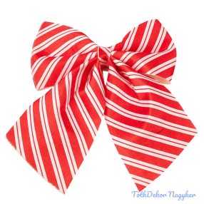 Piros-fehér csíkos masni, 20 x 24cm