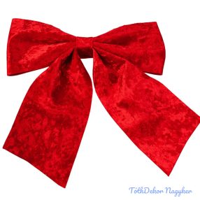 Fényes bársony masni, 28 x 34cm - Piros