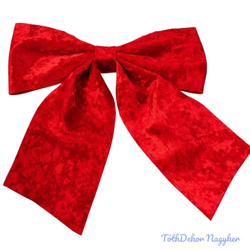 Fényes bársony masni, 28 x 34cm - Piros