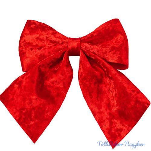 Fényes bársony masni, 20 x 24cm - Piros