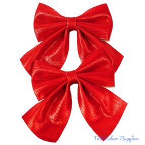 Fényes masni készlet, 2 db., 12 x 13cm - Piros