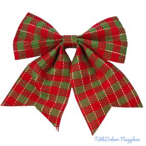 Kockás masni, 20 x 24cm - Piros/Zöld