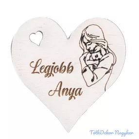 Legjobb Anya feliratos szívecske 5 cm 5db/csomag - Fehér
