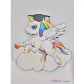 Repülő unikornis tábla ballagó kalapban