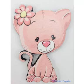 Szívszemű cica tábla virággal a buksiján