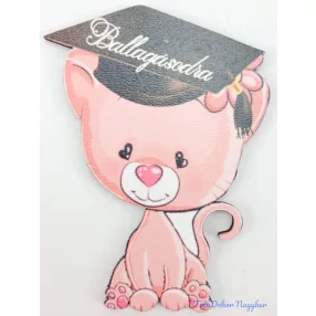 Szívszemű cica ballagó kalapos tábla - Feliratos