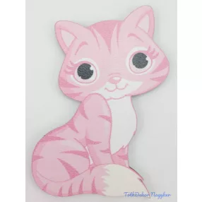 Mosolygó rózsaszín cirmos cica tábla