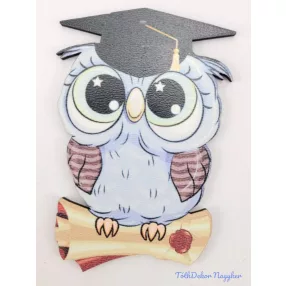 Kék cuki bagoly tábla ballagó kalapban