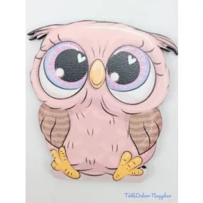 Rózsaszín cuki bagoly tábla szivecskés szemű