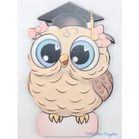 Cuki két masnis bagoly tábla ballagó kalapban