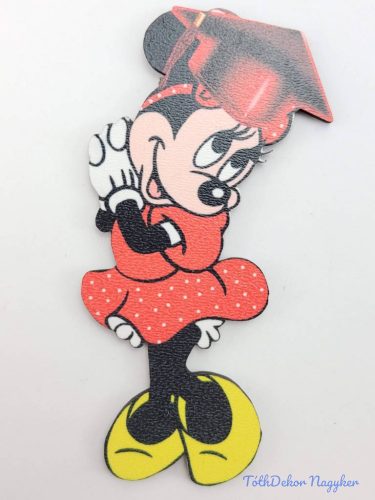 Minnie piros ruhás tábla ballagó kalapban