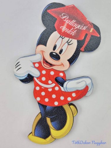 Minnie piros pöttyös ruhában ballagó kalapban tábla - Feliratos