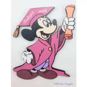 Mickey talárban és kalapban tábla pink - Feliratos