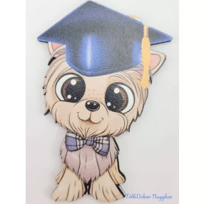 Masnis yorki kutyus tábla ballagó kalapos