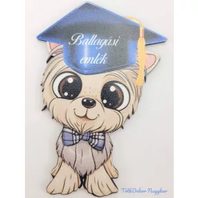 Masnis yorki kutyus tábla ballagó kalapos - Feliratos