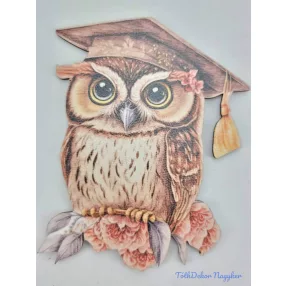 Barna bagoly virágos ágon tábla