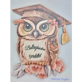 Barna bagoly virágos ágon tábla - Feliratos