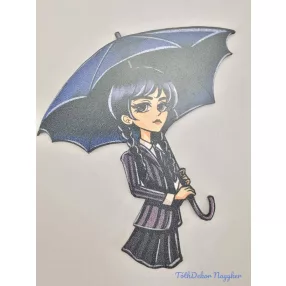 Wednesday esernyővel táblácska