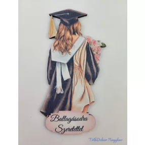 Ballagó lány virágcsokorral - Fekete