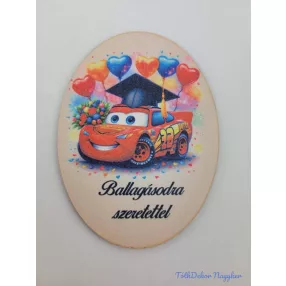   Ballagásodra szeretettel ovális 11,2x8,2cm - Villám McQueen