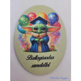 Ballagásodra szeretettel ovális 11,2x8,2cm - Yoda