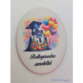 Ballagásodra szeretettel ovális 11,2x8,2cm - R2-D2