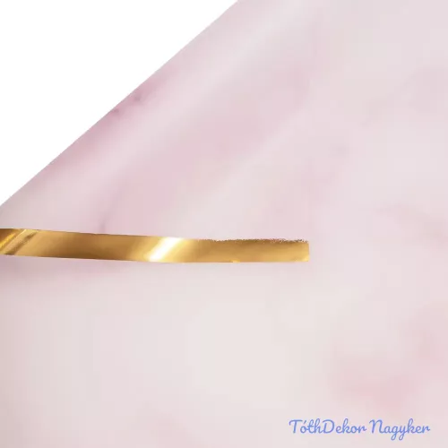 Aranyszegélyes, márványmintás fólia ív 57 x 57cm, 20db - Világos rózsaszín