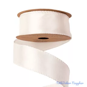   Fényes szatén szalag drótos szegéllyel 38mm x 5m - Fehér