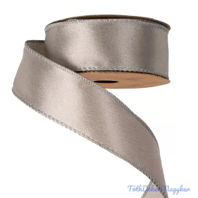   Fényes szatén szalag drótos szegéllyel 38mm x 5m - Ezüst