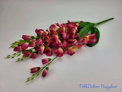 Kardvirág 5 ágú selyemvirág csokor 70 cm - Sötét Rózsaszín