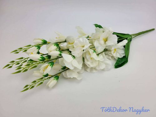 Kardvirág 5 ágú selyemvirág csokor 70 cm - Krém-Fehér