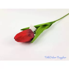 Tulipán szálas szatén 57 cm - Piros
