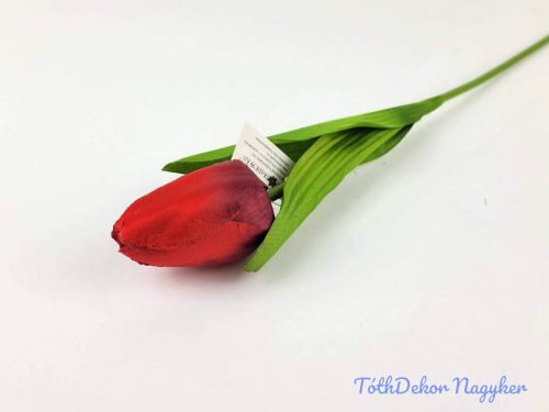 Tulipán szálas szatén 57 cm - Piros