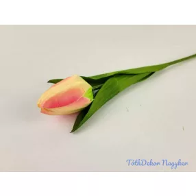 Tulipán szálas szatén 57 cm - Krém-Rózsaszín