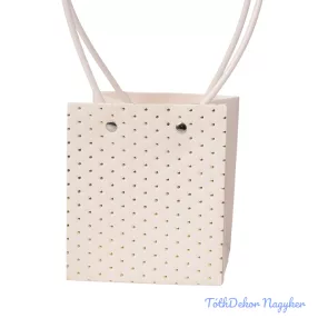 Pöttyös virágtáska 11,5x11,5x13cm - Fehér