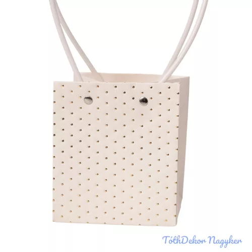 Pöttyös virágtáska 11,5x11,5x13cm - Fehér