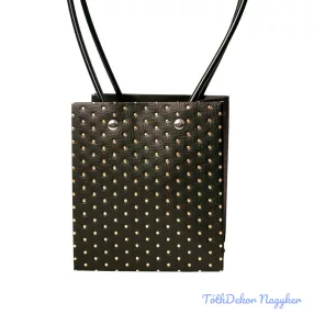 Pöttyös virágtáska 11,5x11,5x13cm - Sötétzöld