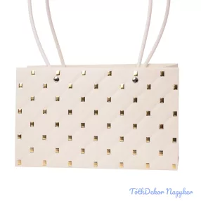 Pöttyös virágtáska 22x1,5x13,5cm - Fehér-Arany