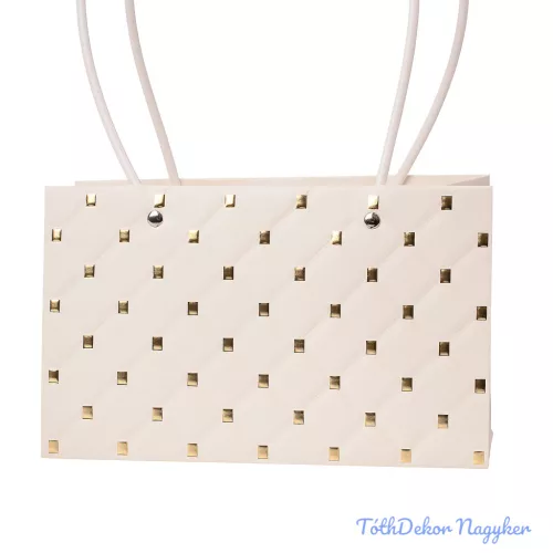 Pöttyös virágtáska 22x1,5x13,5cm - Fehér-Arany